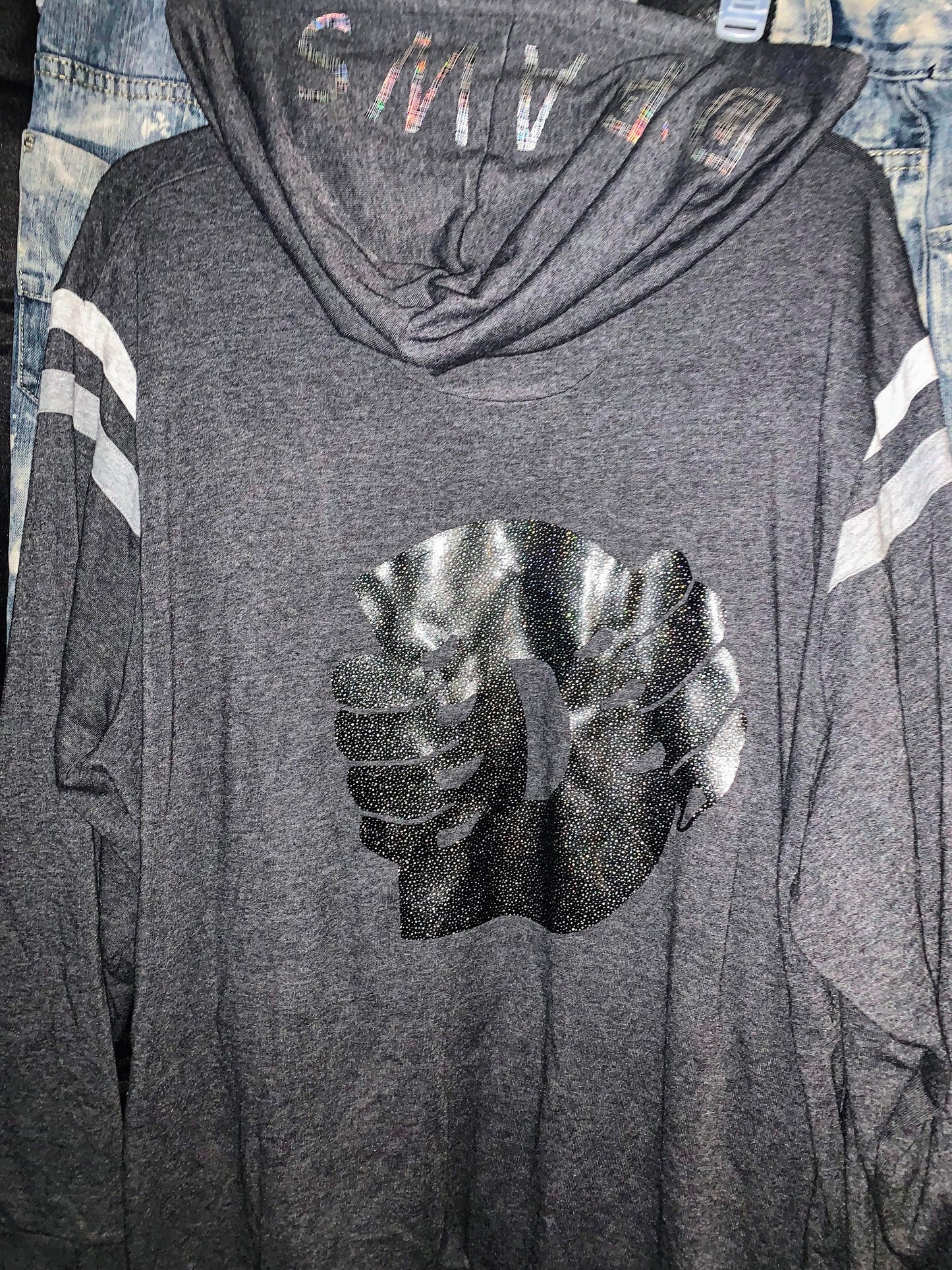 Gray Zip Up Hoodie with D'PAWS Logo in Black Vinyl