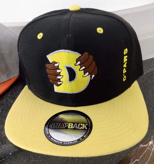 Adult Black and yellow SnapBack hat with embroidered logo