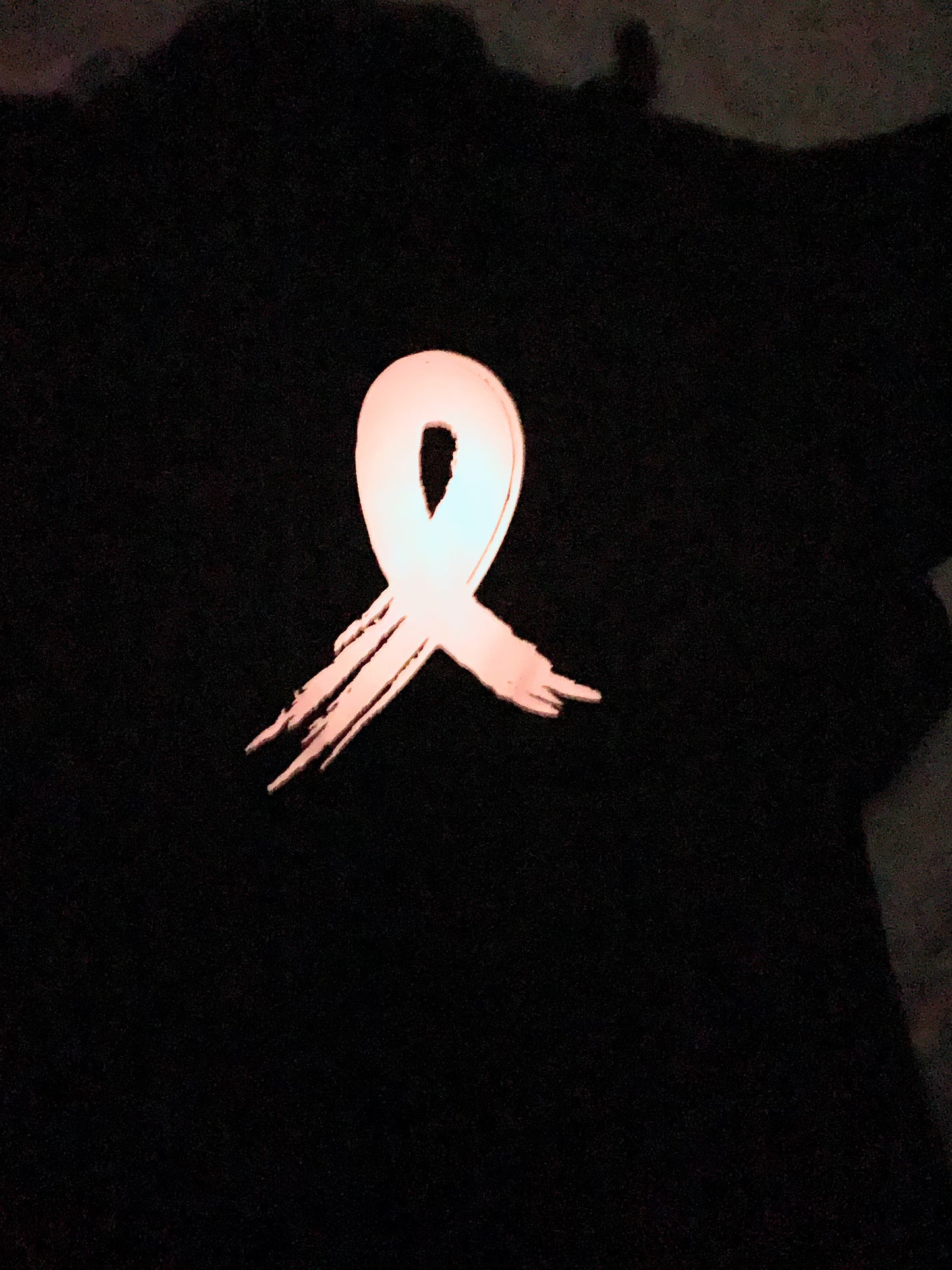 T-Shirt with Glow-in-the-Dark Breast Cancer Logo