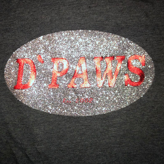 Black T-shirt with Red and Silver Glitter "D'PAWS"