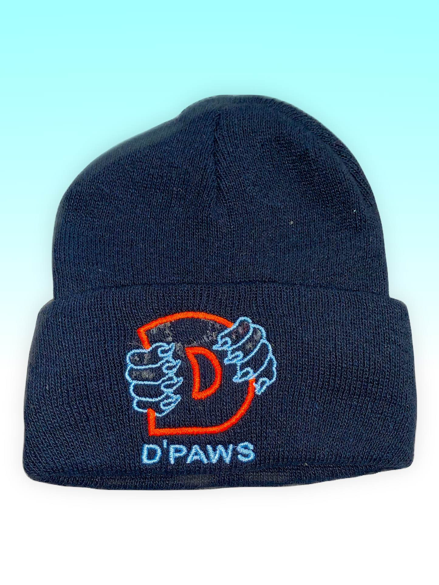 Navy Blue Beanies with Orange and Blue Embroidery