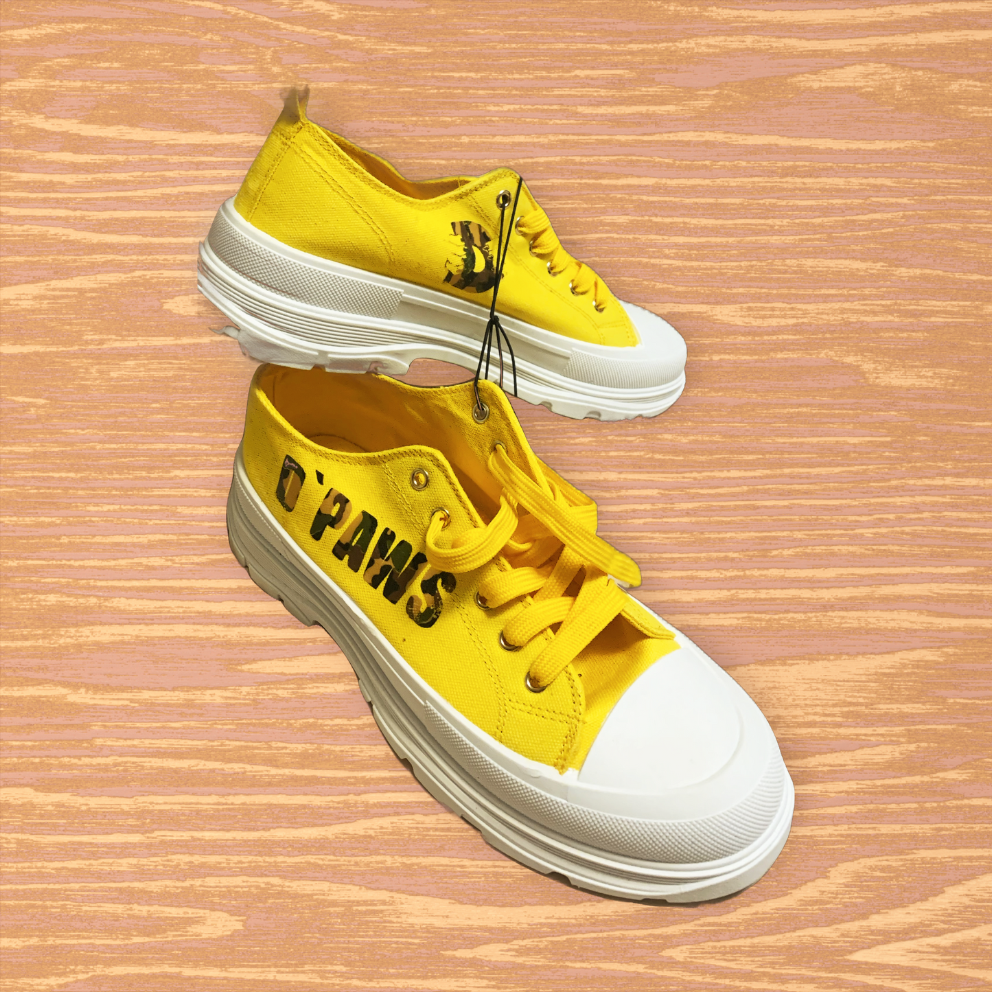 Adult Sized Yellow Shoes with Camouflage