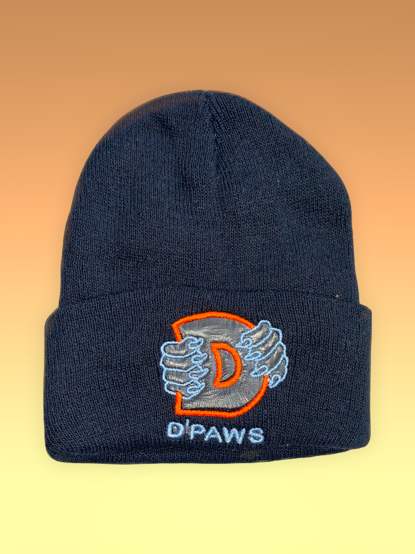Navy Blue Beanies with Orange and Blue Embroidery