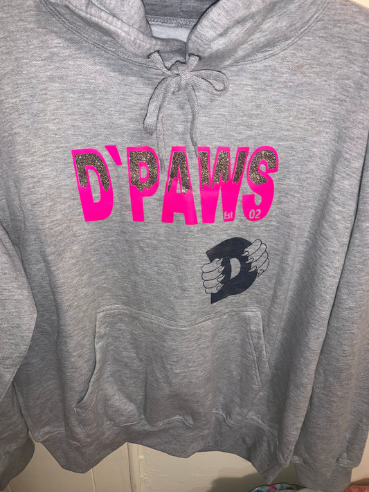 Gray Hoodie with Silver and Hot Pink Graphics