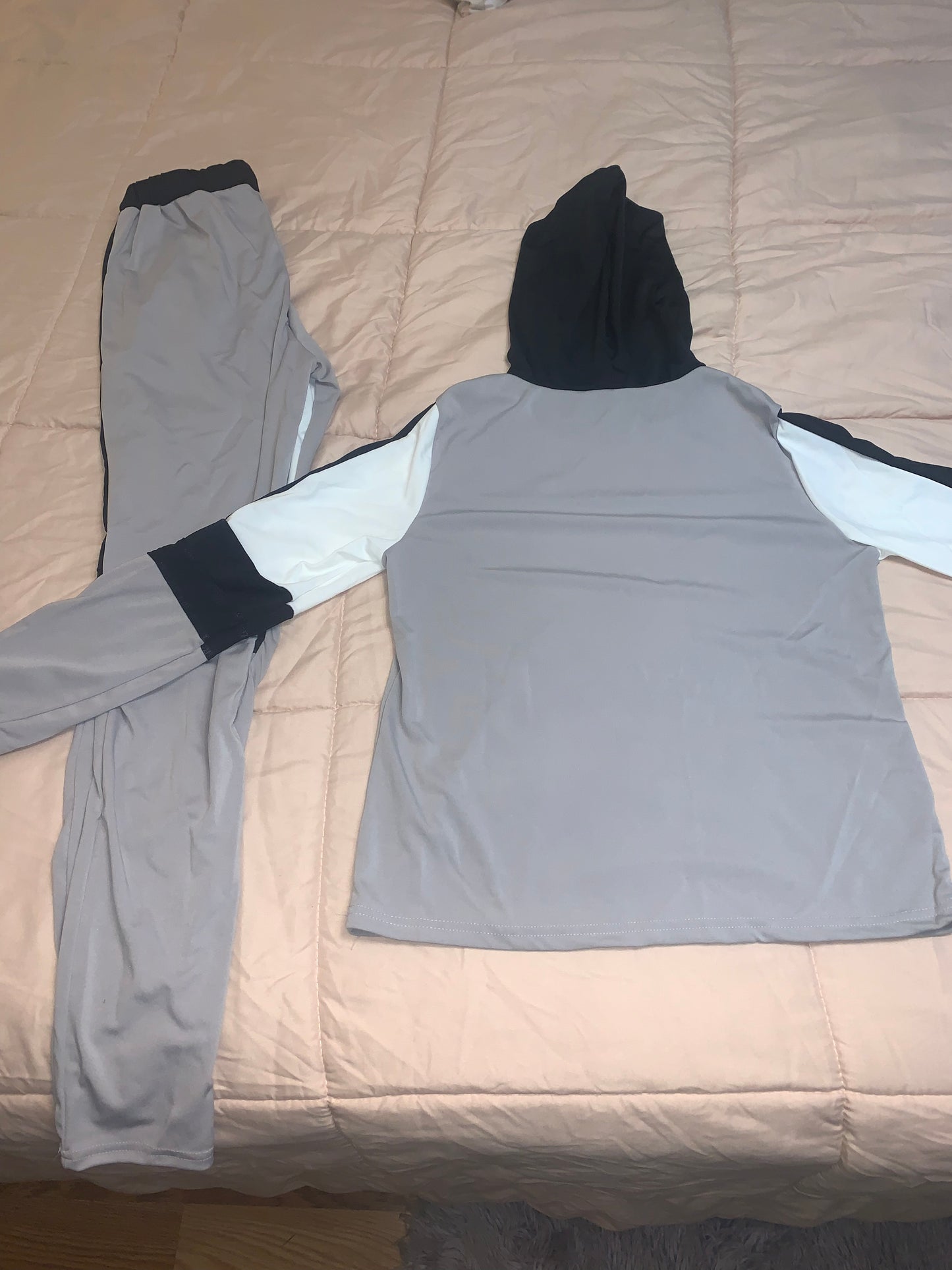 Gray Pullover Hoodie with Pants Set