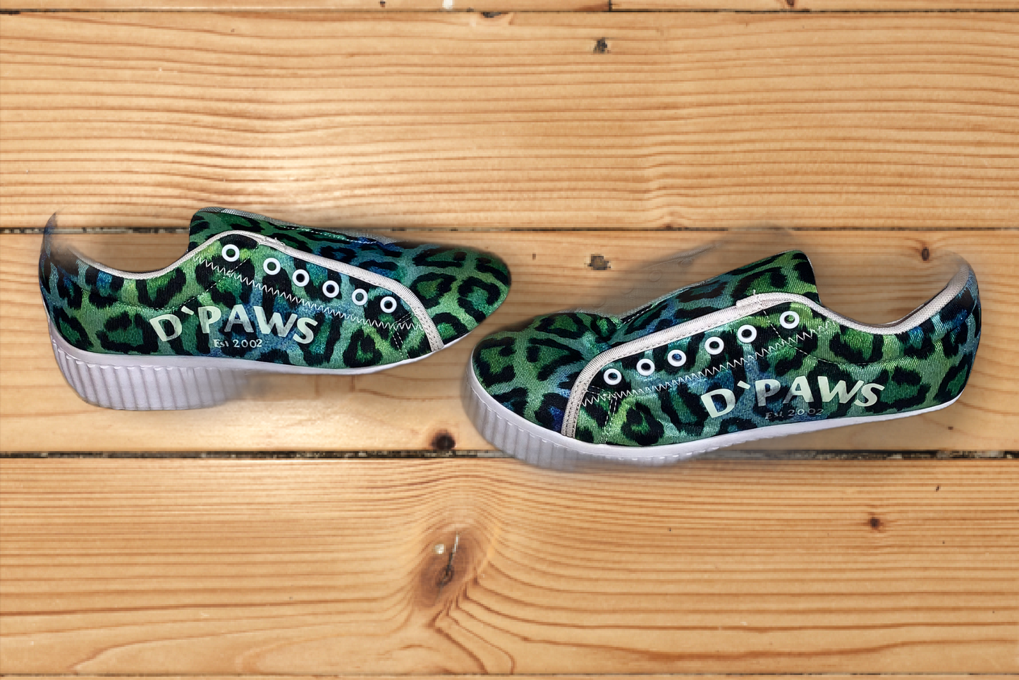Adult Sized Green Leopard Sneakers with Glow In The Dark Lettering