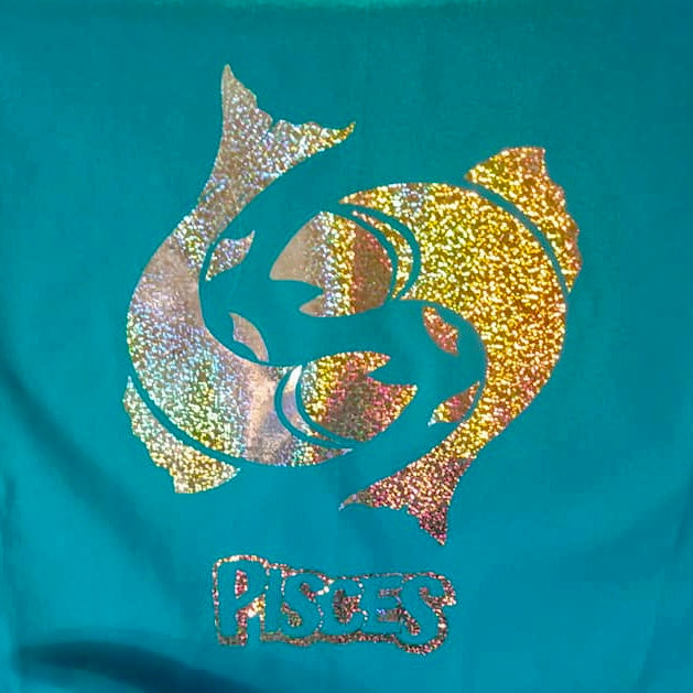 Pieces Zodiac Sign on Turquoise T-shirt