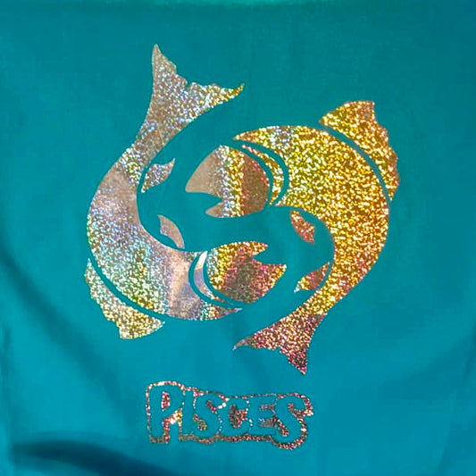 Pieces Zodiac Sign on Turquoise T-shirt