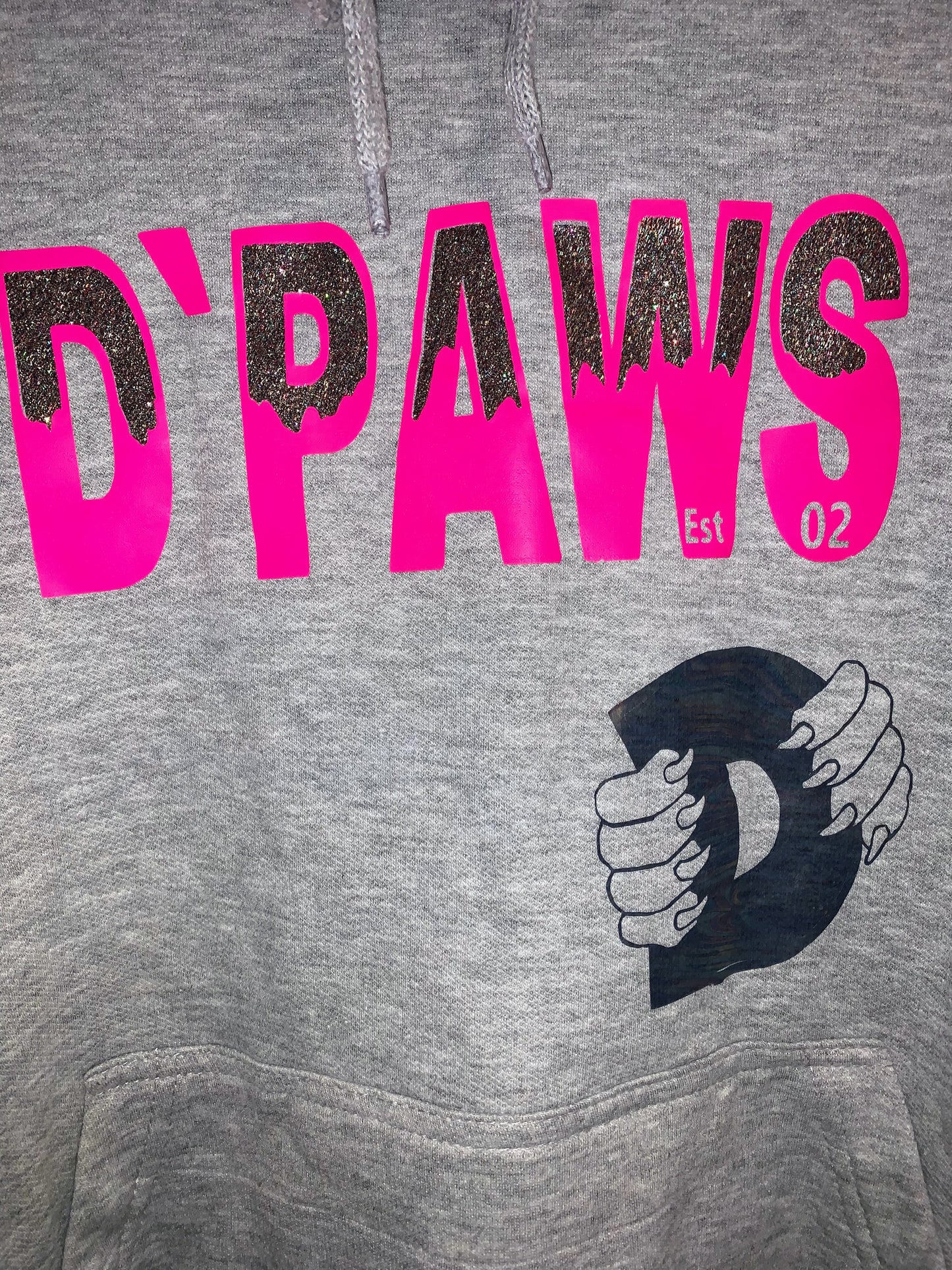 Gray Hoodie with Silver and Hot Pink Graphics