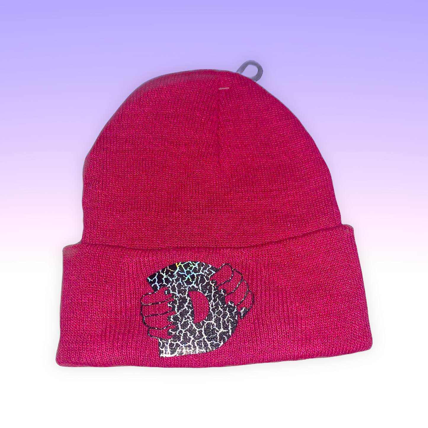 Hot Pink Beanie with Silver Vinyl